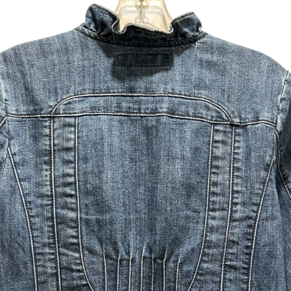 Christiana Zinn Blue Denim Zippered Jacket w/ Ruffles & Pin Tucks - Size PM - Picture 9 of 12